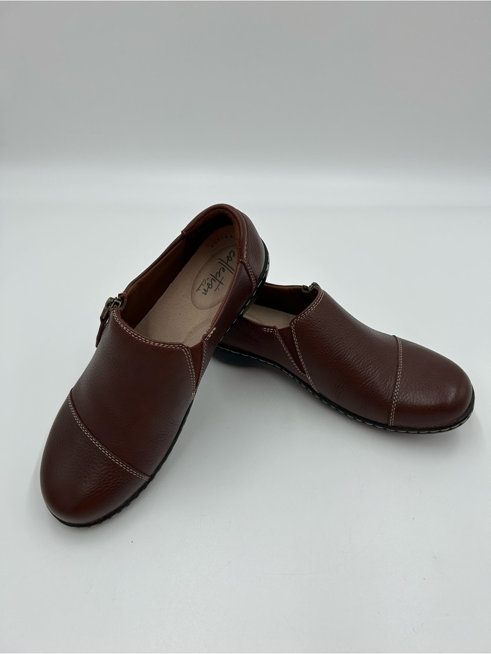 Clarks Brown Leather Slip-On Loafers 7